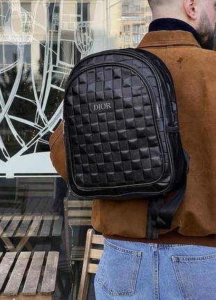 Чоловічий рюкзак cristian dior шкіряний міський чорний  ⁇  портфель жіночий невеликий крістіан діор (bon)