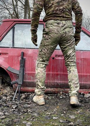 Мужские зимние тактические брюки камуфляжные с наколенниками на флисе | армейские штаны теплые мультикам (bon)9 фото