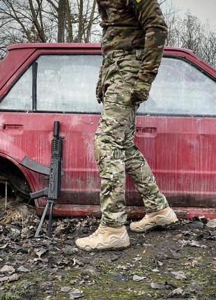 Мужские зимние тактические брюки камуфляжные с наколенниками на флисе | армейские штаны теплые мультикам (bon)6 фото