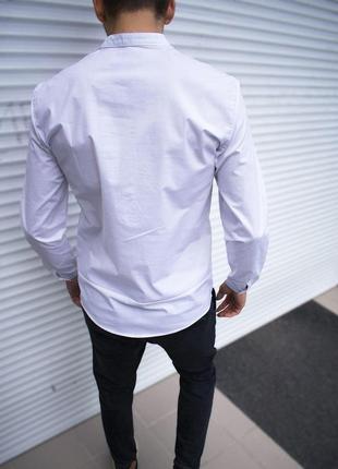 Мужская классическая рубашка черная хлопковая однотонная воротник стойка (bon)3 фото