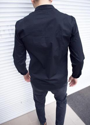 Мужская классическая рубашка черная хлопковая однотонная воротник стойка (bon)2 фото