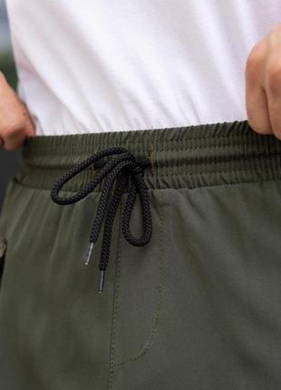 Мужские шорты из ткани софт повседневные прямые хаки на лето (bon)7 фото