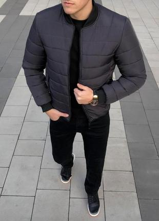Мужской бомбер серый с утеплителем до 0*с | куртка мужская демисезонная осенняя весенняя (bon)3 фото