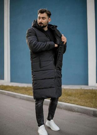 Чоловіча зимова парка under armour чорна до -30 °c тепла подовжена куртка андер армор із капюшоном (bon)3 фото