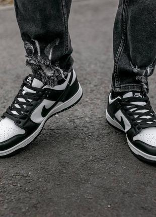 Мужские кроссовки nike sb dunk white/black черно-белые кожаные кеды найк демисезонные (bon)6 фото