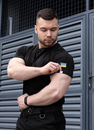 Мужская тактическая футболка черная с липучками под шевроны армейская на лето (bon)5 фото