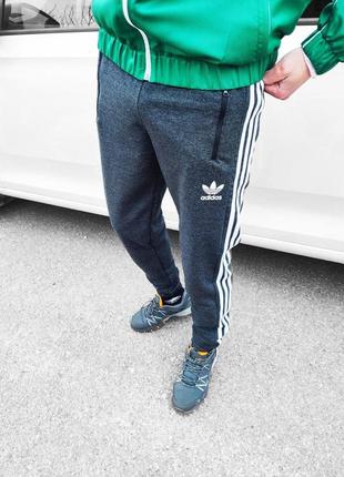 Мужские спортивные штаны adidas серые весенние осенние адидас на резинке хлопковые (bon)2 фото