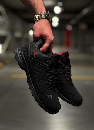 Чоловічі зимові кросівки adidas gore-tex winter чорні з червоним на хутрі до -21*с водонепроникні термо (bon)2 фото
