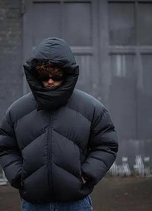 Мужская зимняя куртка оверсайз черная до -30*с quadro | мужской теплый пуховик зимний...