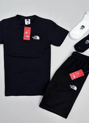 Мужской летний костюм the north face футболка + шорты + носки черный комплект зе норд фейс (bon)