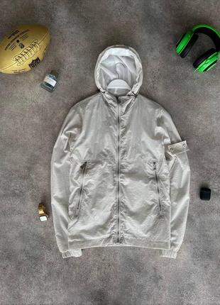 Мужская ветровка stone island с патчем осенняя белая куртка стон айленд из плащевки на осень (bon)1 фото