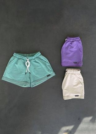 Женские короткие шорты бирюзовые хлопковые на лето спортивные (bon)1 фото