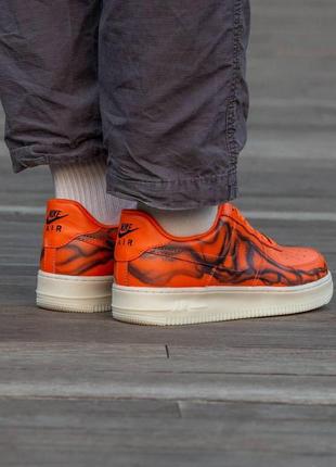 Мужские кроссовки nike air force skeleton orange оранжевые кожаные кастомные найк аир форс (bon)8 фото