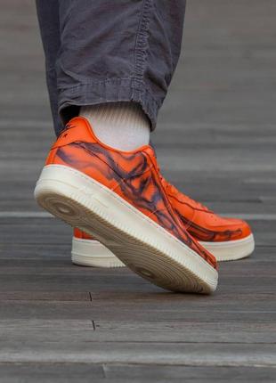 Мужские кроссовки nike air force skeleton orange оранжевые кожаные кастомные найк аир форс (bon)7 фото