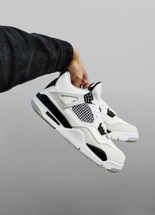Мужские кроссовки nike air jordan iv высокие кожаные белые найк аир джордан 4 демисезонные (bon)