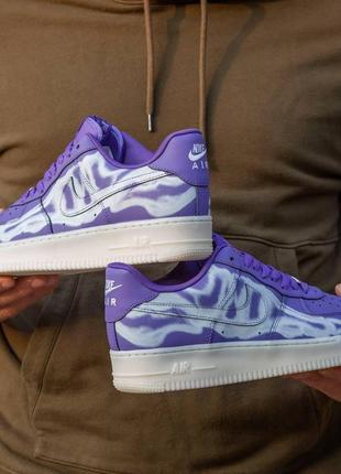 Мужские кроссовки nike air force skeleton purple фиолетовые кожаные кастомные найк аир форс (bon)9 фото