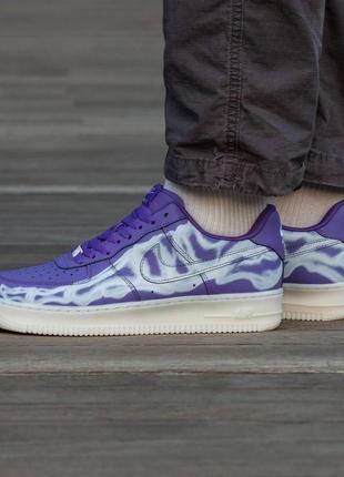 Мужские кроссовки nike air force skeleton purple фиолетовые кожаные кастомные найк аир форс (bon)