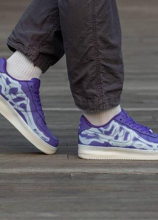 Мужские кроссовки nike air force skeleton purple фиолетовые кожаные кастомные найк аир форс (bon)2 фото