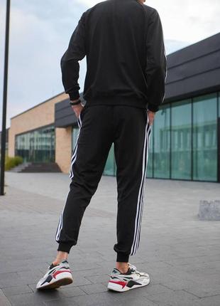 Чоловічий спортивний костюм adidas чорний без капюшона на блискавці адідас кофта + штани + шкарпетки весняний (bon)9 фото