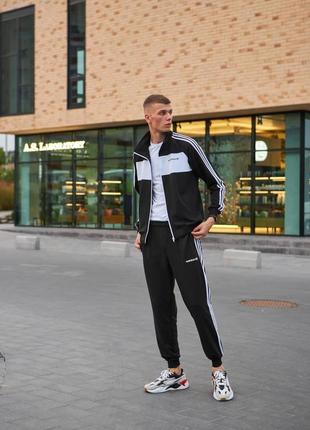 Чоловічий спортивний костюм adidas чорний без капюшона на блискавці адідас кофта + штани + шкарпетки весняний (bon)4 фото