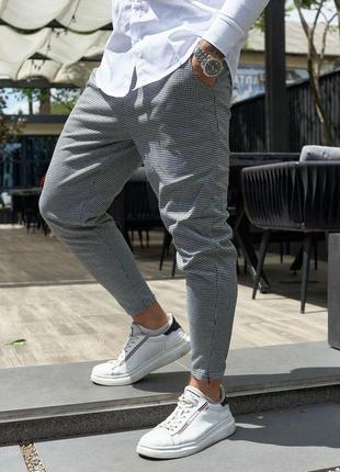 Мужские брюки классические зауженные молодёжные со змейкой снизу черные однотонные (bon)