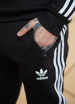 Мужские спортивные штаны adidas черные весенние осенние адидас на резинке хлопковые (bon)2 фото