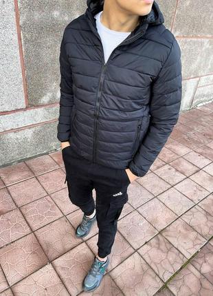 Мужская куртка черная демисезонная весенняя осенняя до 0*с | утепленная ветровка стеганая мужская (bon)