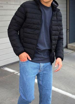Мужская куртка черная весенняя осенняя до 0*с с капюшоном водонепроницаемая | ветровка мужская демисезонная