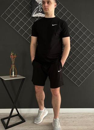 Мужской летний костюм nike футболка + шорты черный комплект найк на лето (bon)