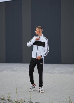 Чоловічий спортивний костюм adidas білий без капюшона на блискавці адідас кофта + штани + шкарпетки весняний (bon)4 фото