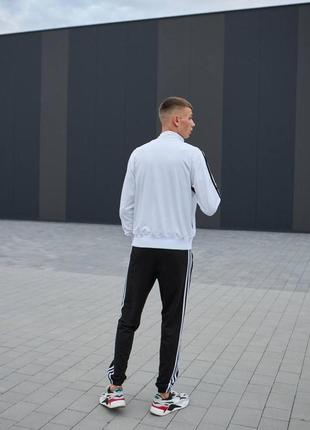 Чоловічий спортивний костюм adidas білий без капюшона на блискавці адідас кофта + штани + шкарпетки весняний (bon)5 фото