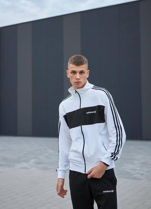 Чоловічий спортивний костюм adidas білий без капюшона на блискавці адідас кофта + штани + шкарпетки весняний (bon)10 фото