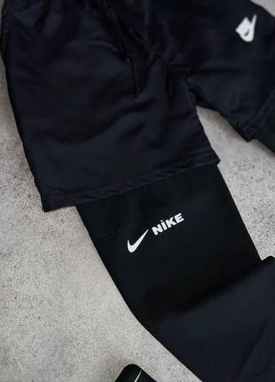 Мужские спортивные шорты nike черные с лосинами для тренировок найк (bon)2 фото