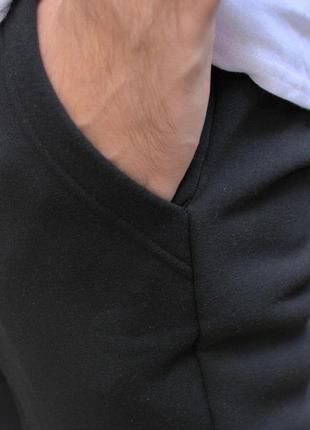 Чоловічі зимові спортивні штани чорні на флісі завужені донизу базові однотонні (bon)3 фото