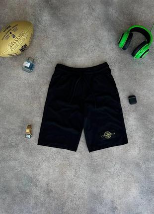 Мужские шорты stone island черные на лето бриджи стон айленд спортивные (bon)