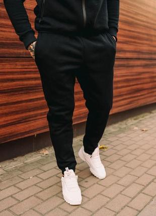 Чоловічі зимові спортивні штани чорні на флісі з начосом (bon)2 фото