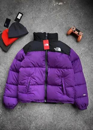 Мужская зимняя куртка the north face 700 пуховик оверсайз до -30*с тнф унисекс фиолетовая  (bon)