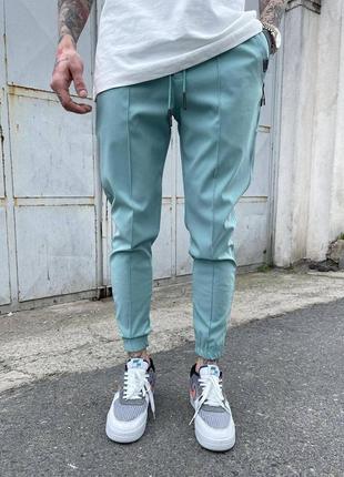 Мужские спортивные штаны однотонные базовые демисезонные голубые брюки мужские повседневные (bon)