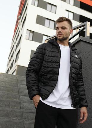 Чоловіча куртка the north face чорна коротка весняна до -3*с з капюшоном  ⁇  вітровка зетарт фейс (bon)