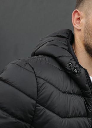 Мужская куртка the north face черная короткая весенняя до -3*с с капюшоном | ветровка зе норт фейс (bon)6 фото