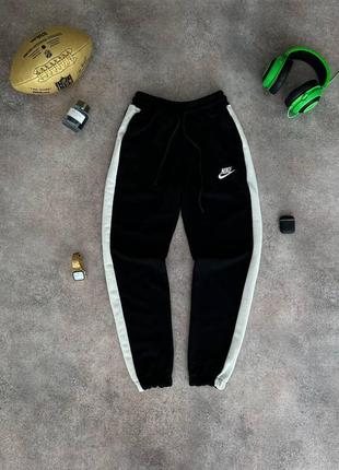 Мужские спортивные штаны nike черные с лампасами весенние осенние найк хлопковые повседневные (bon)2 фото