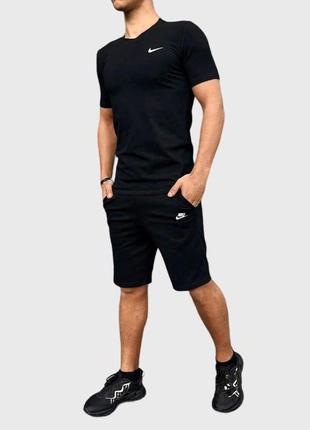 Чоловічий літній костюм nike футболка + шорти чорний комплект найк (bon)
