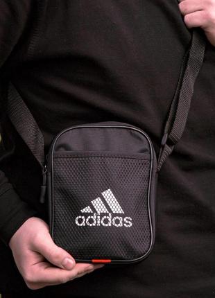 Мессенджер adidas черный с сеткой | сумка через плечо адидас барсетка (bon)