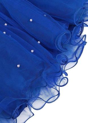 Платье золушки для девочки, синее с бабочками8 фото