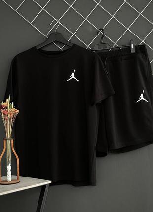 Чоловічий літній костюм jordan футболка + шорти чорний комплект джордан на літо (bon)2 фото