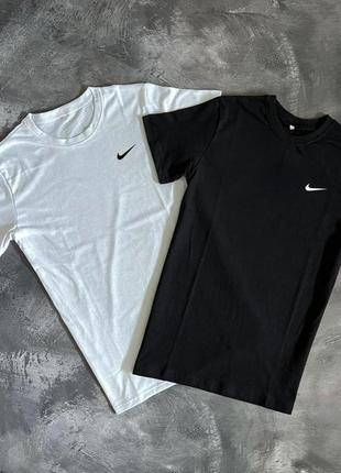 Мужская футболка nike 2шт черная и белая хлопковая летняя тенниска найк спортивная на лето (bon)