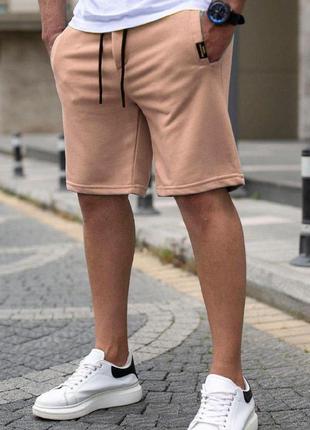 Чоловічі шорти бежеві базові трикотажні на літо спортивні  ⁇  бриджі короткі повсякденні (bon)1 фото