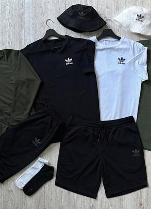 Мужской спортивный костюм adidas 6в1 кофта + штаны + шорты + футболка + панамка + носки адидас хаки (bon)