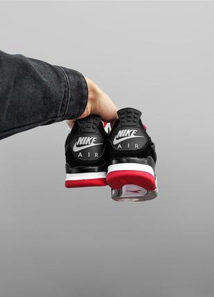 Мужские кроссовки nike air jordan iv высокие кожаные черные найк аир джордан 4 демисезонные (bon)1 фото