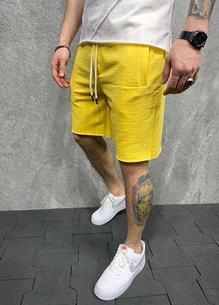 Мужские спортивные шорты желтые базовые на лето бриджи короткие повседневные (bon)2 фото